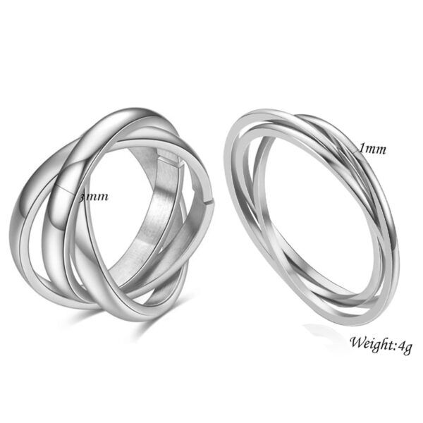 Anéis Unissex de ansiedade rolante, VQYSKO,  Interlocked, aço inoxidável, trançado 3-em-1, 1mm, 3mm - Image 8