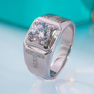Anéis masculino, Qinhuan moissanite, s925 prata esterlina 18k branco banhado a ouro, jóias finas anel de luxo