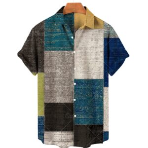 Camisas masculina manga curta,  Oversized Xadrez Floral, Tops Botões, Casuais Verão, Roupas De Luxo Sociais Homens Havaí Camisas 5XL