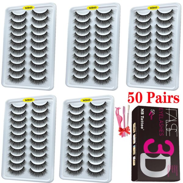 Cílios dramáticos naturais longos Mb, 3d vison, wispies cílios extensão olho, beleza, postiços conjunto falso, 50 pares - Image 40