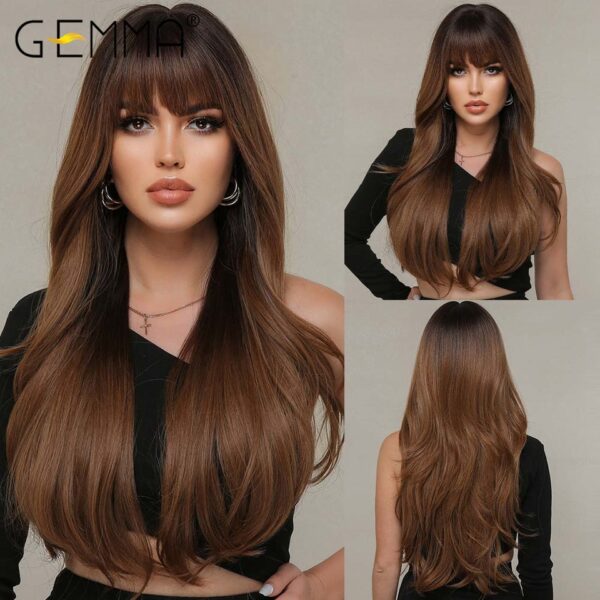 Peruca sintética longa ondulada cosplay GEMMA com Franja, peruca de cabelo natural para mulheres brancas, festa, resistente ao calor, rosa claro - Image 7