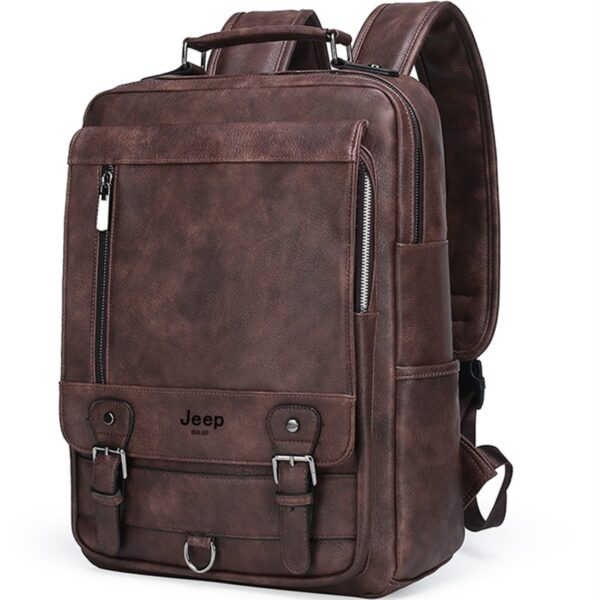Mochilas masculina de couro, JEEP BULUO, bolsa para laptop, grande capacidade, negócios, viagens, faculdade, escola, mochilas, moda masculina, 15,6" - Image 3