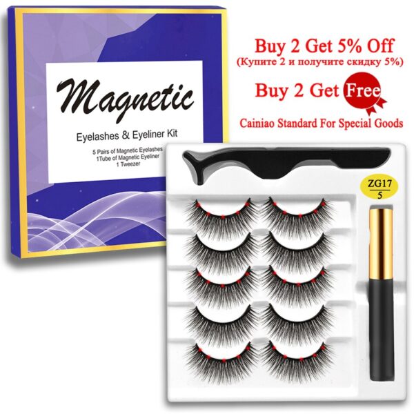 Cílios magnéticos, MB,  Set com pinças Eyeliner, cílios 3D Mink, cílios falsos naturais, Magnetique, 5 pares, Novo - Image 43