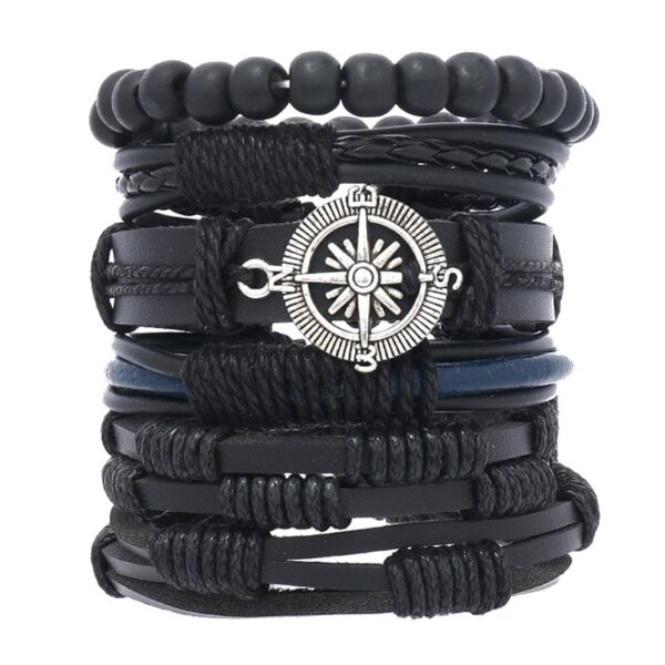 Pulseira couro ajustável, moda viking, mão, pulseiras tecido crânio, jóias ajustável conjunto - Image 15