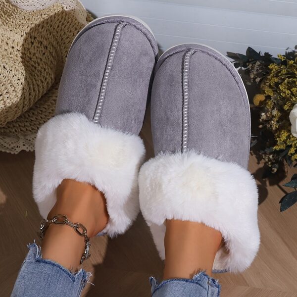 Chinelos masculino/feminino de pele, sapatos de casa para casais, camurça falsa, dedo do pé fechado, sola macia confortável, slides para casa, inverno, 2023