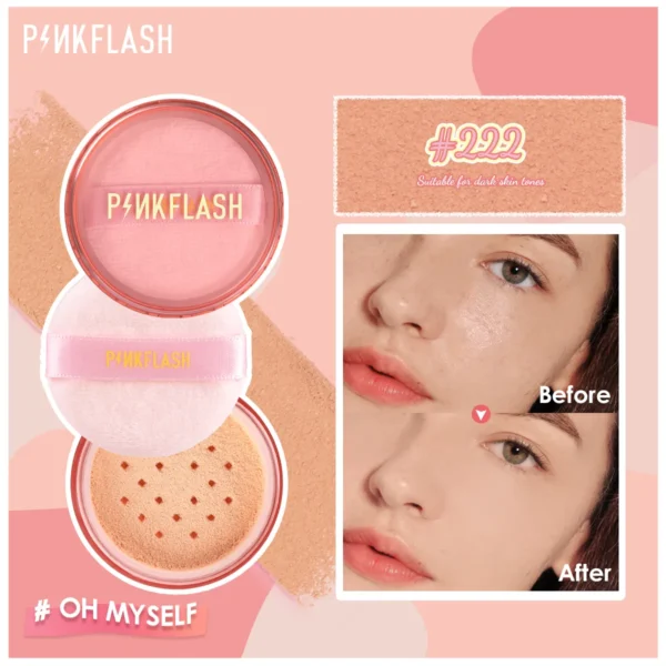 Pó facial fosco à prova d'água para maquiagem facial, Pinkflash, acabamento fosco, controle de óleo, cobertura total, cosméticos, 3 cores - Image 9