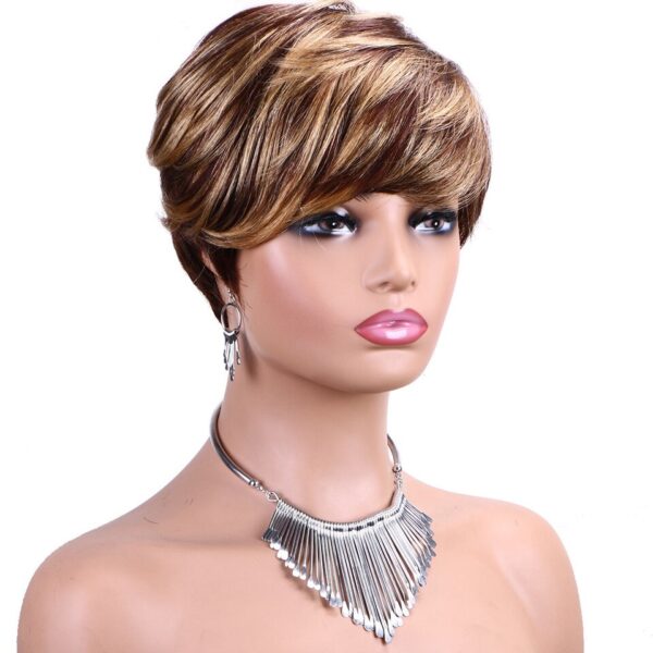 Perucas de cabelo humano Pixie reta curta com franja para mulheres, Bob colorido, sem renda, cabelo remy brasileiro, vermelho de Borgonha - Image 16