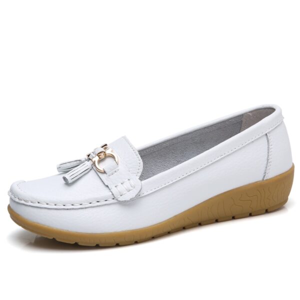 Sapatos feminino de couro oco único macio respirável, mocassins casuais para senhoras, sapatos de calçar, tamanho grande, 41, 42 - Image 7