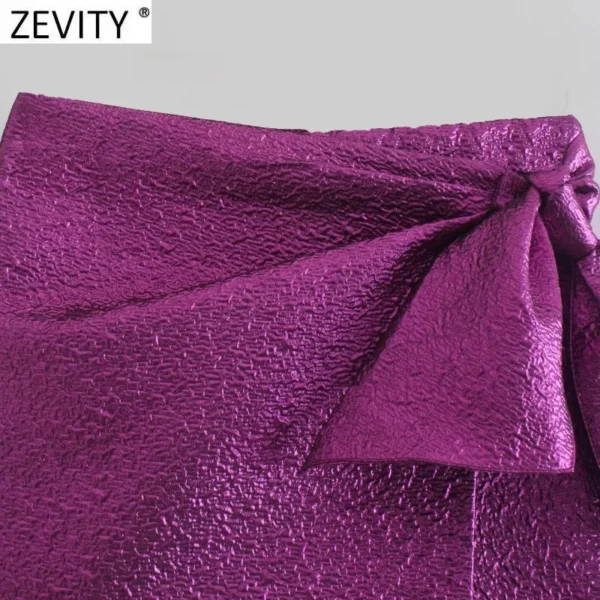 Shorts/Saias feminina, ZEVITY, Roxo Zipper Fly High Street Shorts, Decoração Arco, Saias de Textura, Chique, Quente, Novo, QUN938 - Image 5