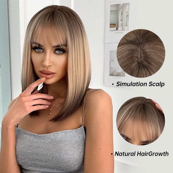 Perucas curta sintética, HENRY MARGU, para Mulheres Negras, Loiras, Marrons, Ombre Com Franja, Cabelo Cosplay, Resistente Ao Calor - Image 25