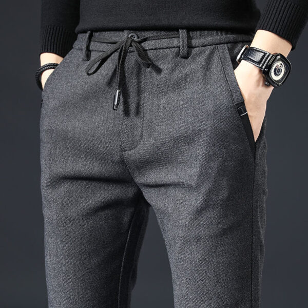Calças masculina reta Plus Fleece Thicken Men's Casual Sport, Streetwear Moda Outono Inverno, Sólida Completa - Image 6