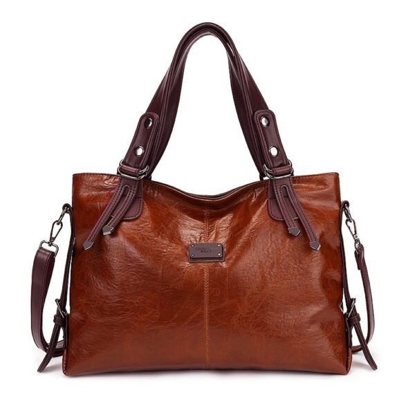 Bolsas casual feminina, de couro macia, de ombro vintage de grande capacidade, bolsa de mão transversal para senhoras, nova moda, 2023 - Image 4