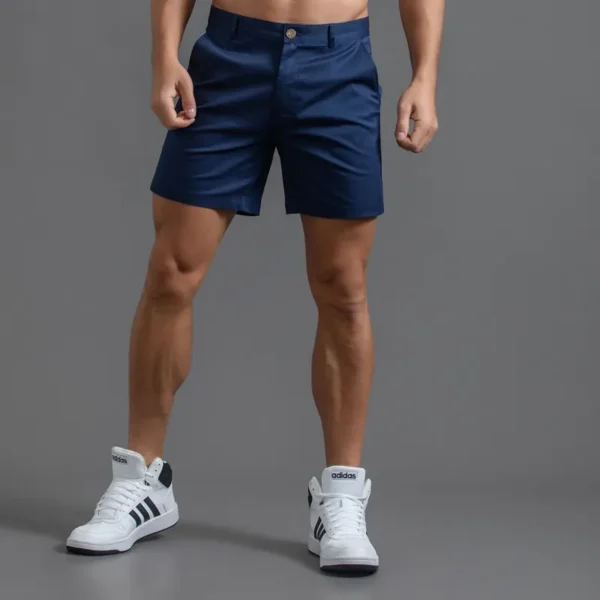 Shorts masculino casual, de golfe, slim fit masculino, monocromático, algodão puro, impermeável, resistente ao desgaste, carga, masculino, sexy, verão, 2023 - Image 8
