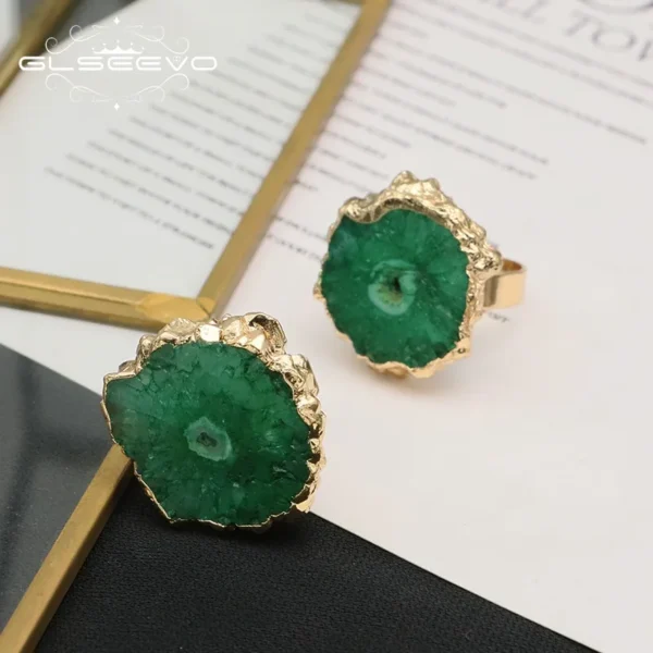 Anéis feminino pedra verde natural, GLSEEVO, Anéis Ajustáveis, Tendência Romântica Jóias, Presentes, Acessórios - Image 21