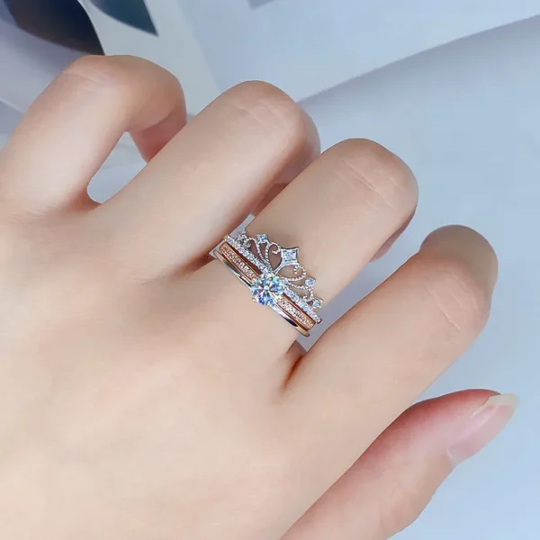 Anéis feminino, nova Coroa Moissanite Set Anel S925, Sterling Silver, Rose Banhado A Ouro, Fine Jewelry Noivado, Presente, 2023 - Image 5