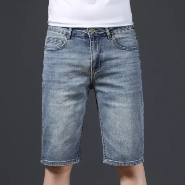 Bermudas masculina Jeans de algodão fino, shorts de bermuda macia, comprimento do joelho, verão 2023 - Image 3
