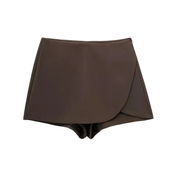 Shorts/Saias feminina, TRAF, auto-sobreposição, cintura alta, zíper lateral, vintage, estilo pareo, moda feminina - Image 8