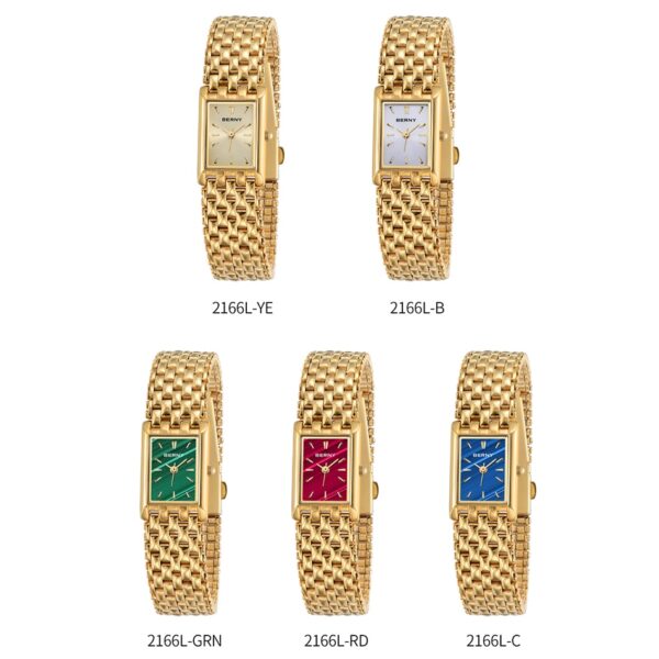 Relógio de pulso de ouro para mulher luxo retângulo, de quartzo dourado aço inoxidável senhoras relógios montre femme - Image 7