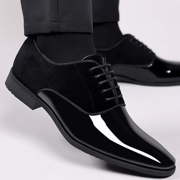 Sapatos masculino de couro envernizado, Clássico, com renda, Casual, Negócios, Formal, Escritório, Trabalho, Festa.