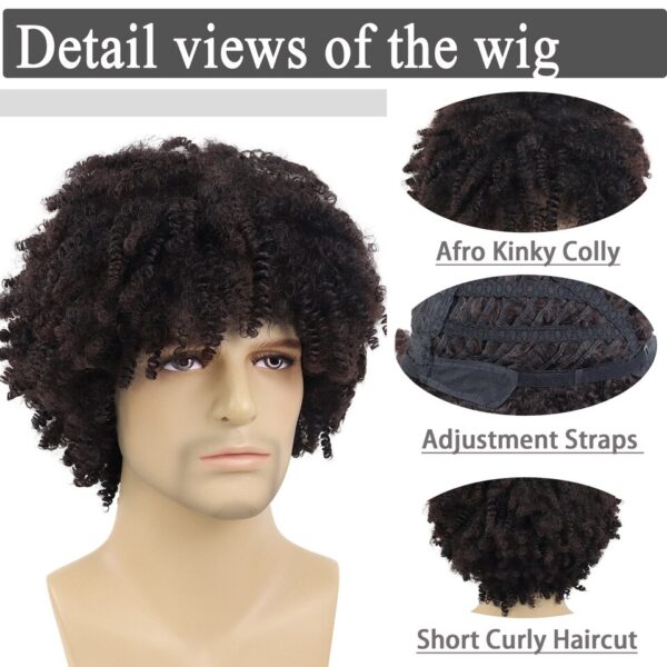 Perucas cabelo curto encaracolado sintética GNIMEGIL, cortes de cabelo natural masculino, peruca afro, fantasia, marrom - Image 10