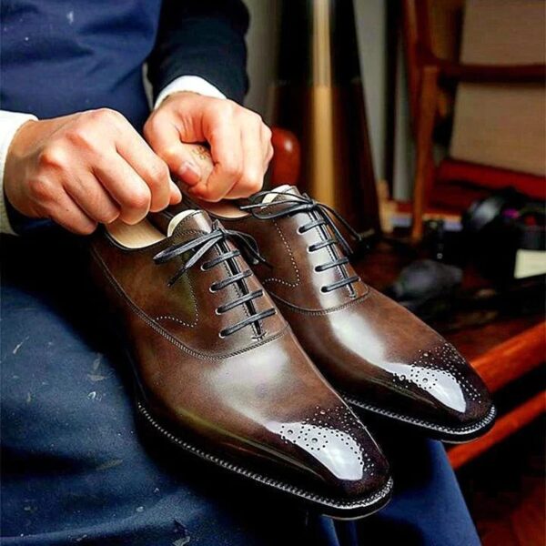 Sapatos masculino Oxfords, marrom, preto, PU Office Brogue Dress Shoes - Image 13
