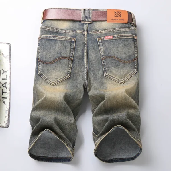 Bermudas masculina Jeans de algodão fino, shorts de bermuda macia, comprimento do joelho, verão 2023 - Image 8