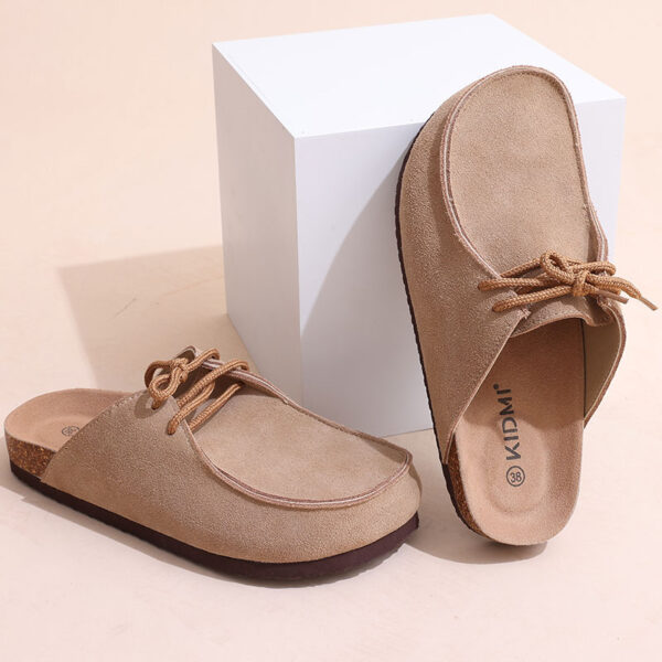 Chinelos feminino, Bebealy-Boston entope, quatro estações, chinelos de cortiça, mulas de camurça, slides, interior, casual, praia, 2023