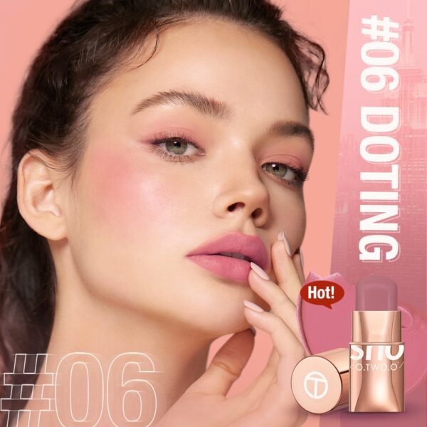 Blush/sombra/batom, O.TWO.O -  Matte blush, batom duradouro permanente, 3 em 1 tonalidade labial à prova d água sexy vermelho rosa vara. - Image 3