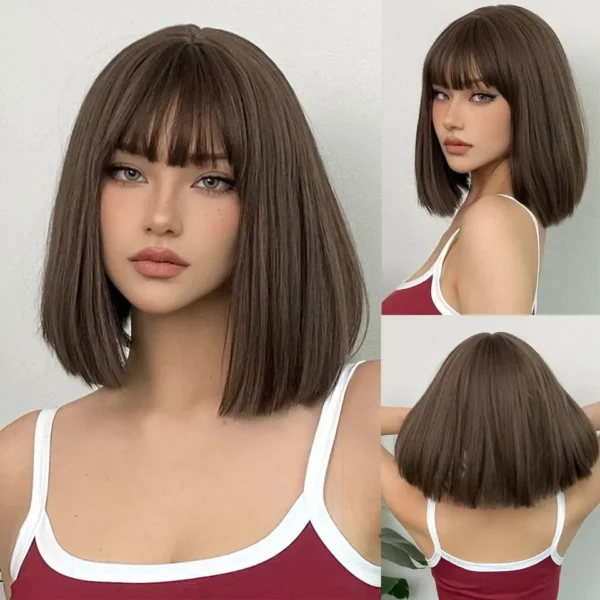 Perucas curta sintética, HENRY MARGU, para Mulheres Negras, Loiras, Marrons, Ombre Com Franja, Cabelo Cosplay, Resistente Ao Calor - Image 18
