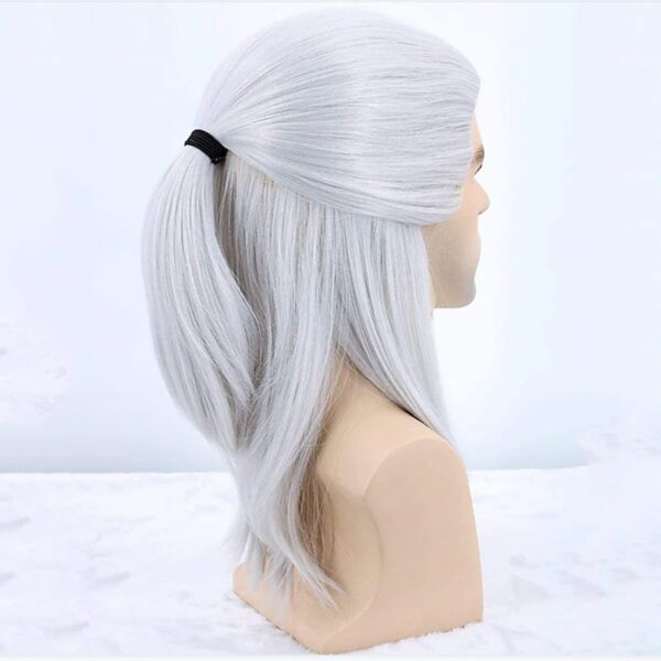 Perucas longa reta, HAIRJOY, Prata Branco Geralt de Rivia Cosplay, Traje Sintético Cabelo Calor Fibra Resistente - Image 6