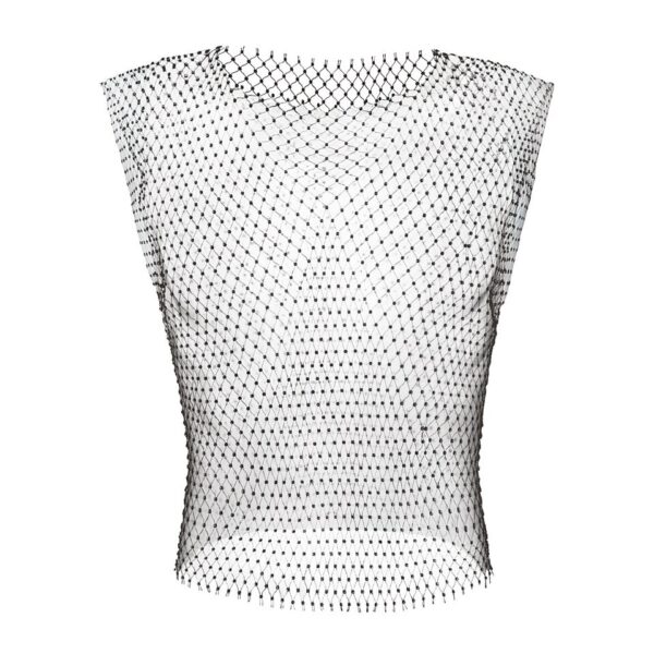 Camisetas masculina sem manga, arrastão, CLEVER MENMODE, Sexy Tank Tops, Strass Brilhante See-Through Colete Oco, Sem Mangas T-Shirt, Transparente - Image 11