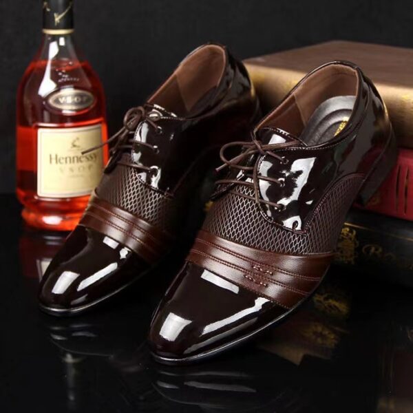 Sapatos de couro masculino Oxford de laca, sapatos luxuosos, sapatos de dedo apontado, sapatos clássicos Derby, tamanho 38-48 - Image 22