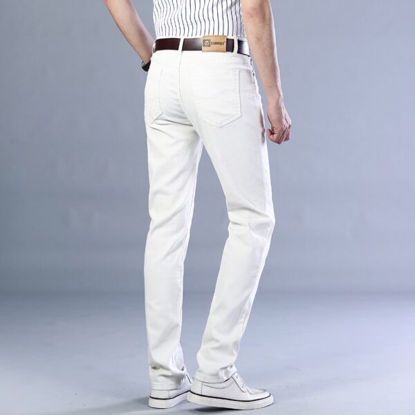 Calças masculina jeans branca stretch regular fit, calça jeans masculina, estilo clássico, casual, de algodão, primavera, verão - Image 7