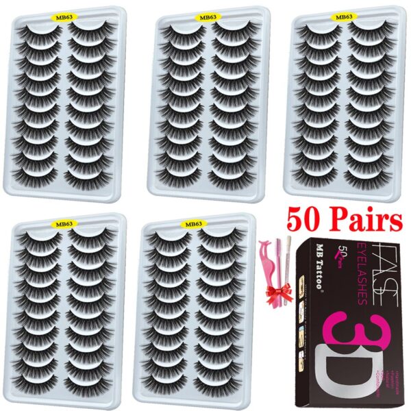 Cílios dramáticos naturais longos Mb, 3d vison, wispies cílios extensão olho, beleza, postiços conjunto falso, 50 pares - Image 19