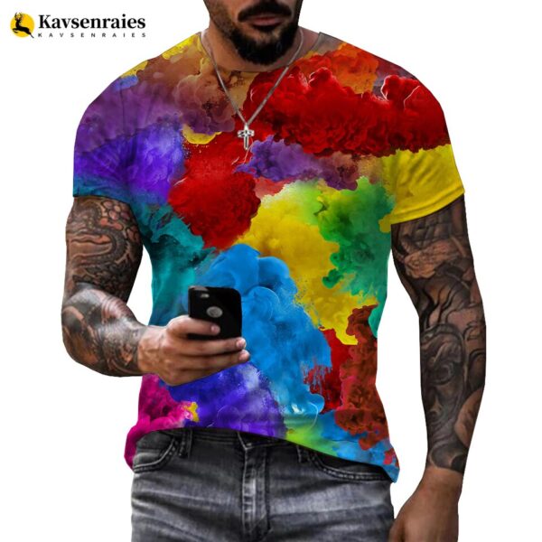 Camisetas masculina LGBTQ estampada com tinta arco-íris, hipster verãO, 3D, moda Harajuku, tops de grandes dimensões, 2023 - Image 5