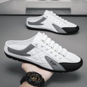 Sapatos masculino antiderrapante de vulcanização, meia-calça masculina, calçado liso casual, seção fina Baotou, confortável, moda verão