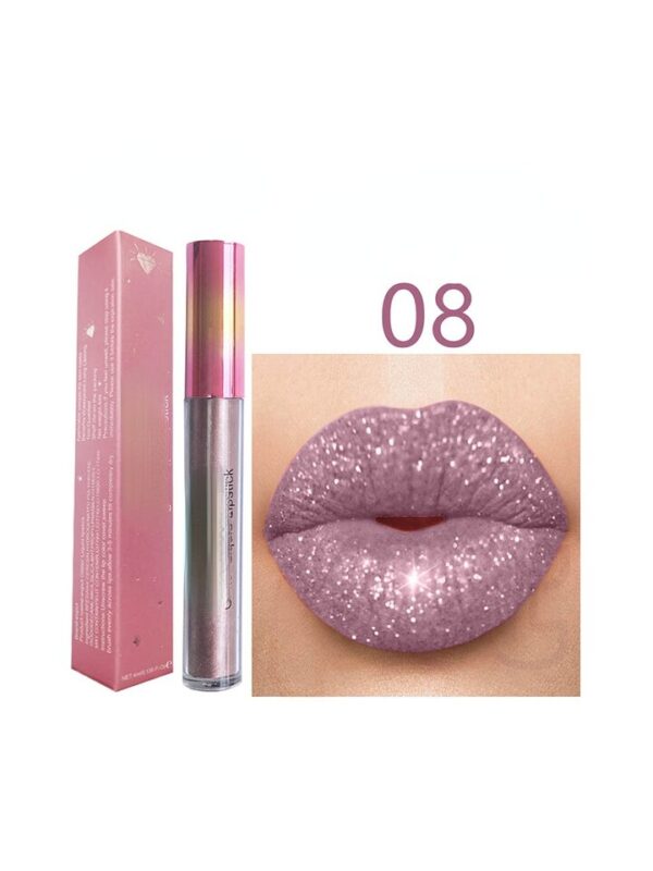 Batom líquido Diamond Pearl, Waterproof Diamond Shimmer Glitter Lip Gloss, 18 Cores Matte Glitter, Color Lip Gloss Sexy Make Up - Image 7