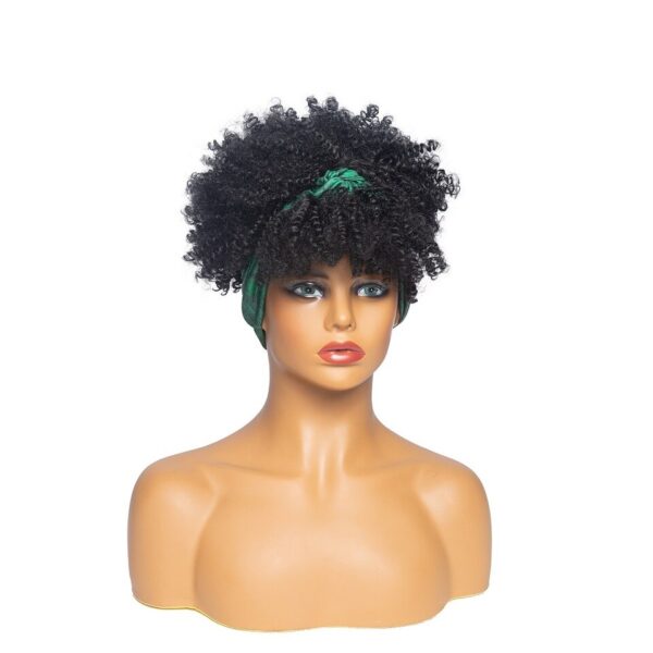Perucas curta e encaracolada com bandana para mulheres negras, cachecol afro encaracolado, envoltório de turbante sintético, cabelo falso natural, uso diário - Image 29