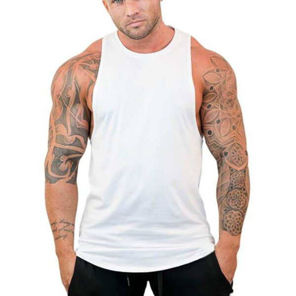Camiseta masculina regata esportiva sem mangas, camiseta com corte muscular, camisa em y para treino - Image 15