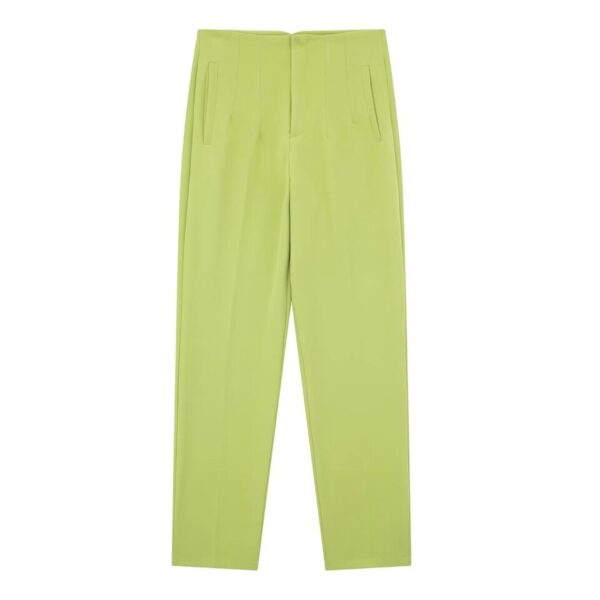 Calças feminina reta, KONDALA-moda chique, roupas de escritório, vintage, cintura alta, com zíper, 2023 - Image 28