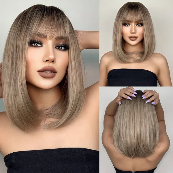 Perucas curta sintética, HENRY MARGU, para Mulheres Negras, Loiras, Marrons, Ombre Com Franja, Cabelo Cosplay, Resistente Ao Calor - Image 17