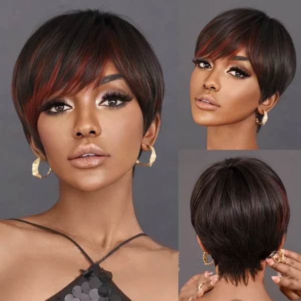 Perucas sintética curta com Franja, cabelo de simulação alta, couro cabeludo alto, branco, dourado e loiro, perucas de cabelo, vários estilos - Image 2