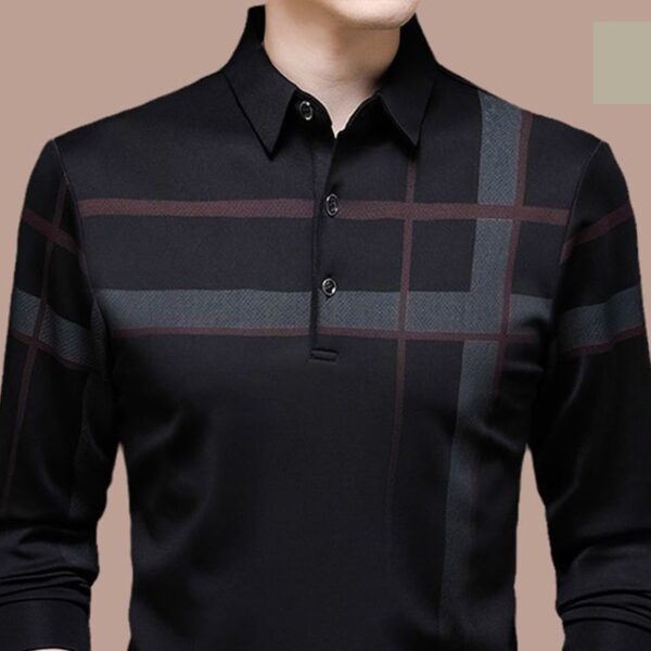 Camisetas masculina Polo gelo manga longa, camisa larga fina e lapela, tops, casual, primavera, verão, novo, 2023 - Image 9