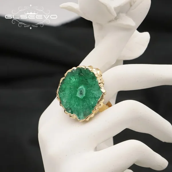 Anéis feminino pedra verde natural, GLSEEVO, Anéis Ajustáveis, Tendência Romântica Jóias, Presentes, Acessórios - Image 14