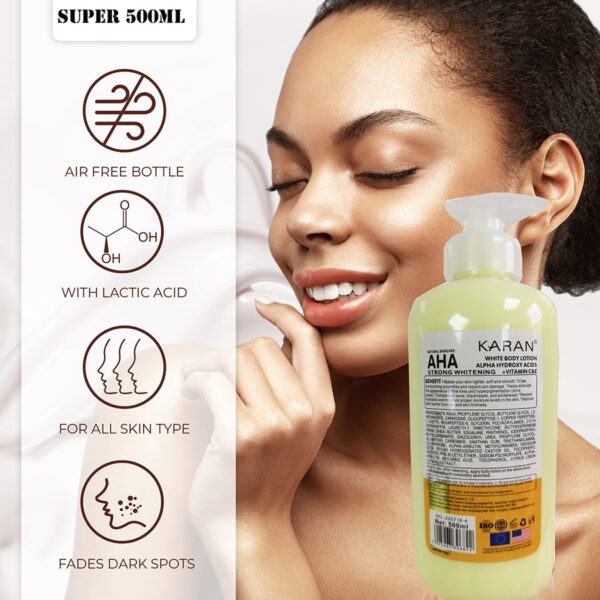 Loção corporal hidratante, 500ml,  clareamento loção corporal ácidos hidroxi alfa + vitamina c, clareamento da pele da loção do creme do corpo - Image 4