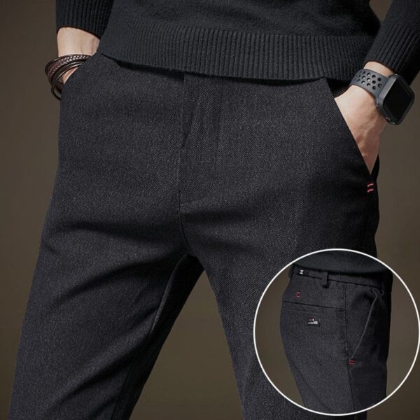 Calças masculina reta Plus Fleece Thicken Men's Casual Sport, Streetwear Moda Outono Inverno, Sólida Completa - Image 3