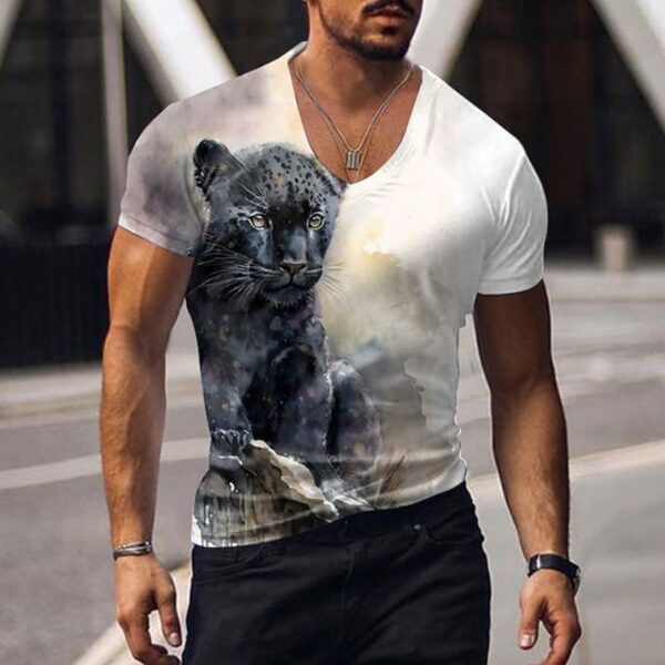Camisetas masculina manga curta, animal estampada em 3D, tops com gola V, camiseta extragrande, roupas da moda de alta qualidade, verão - Image 16