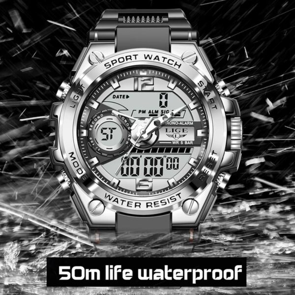 Relógio militar 50m relógio de pulso à prova d' água led relógio de quartzo digital lige relógio esporte, grandes - Image 9