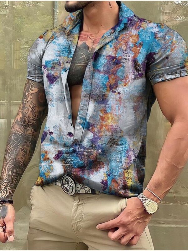 Camisas masculina havaiana de manga curta, roupas vintage extragrandes, estilo étnico, camisas estampadas, streetwear casual, tops soltos Dazn - Image 5
