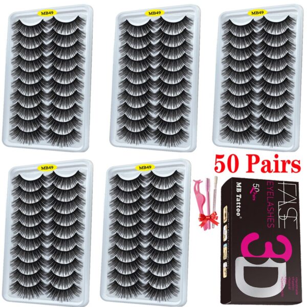 Cílios dramáticos naturais longos Mb, 3d vison, wispies cílios extensão olho, beleza, postiços conjunto falso, 50 pares - Image 4